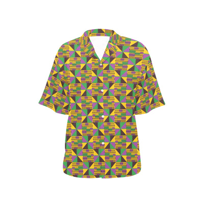 Kente Triangle Design African Print Women's Hawaiian Shirt