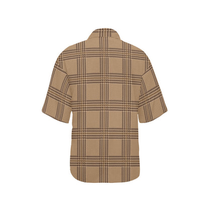 Houndstooth Brown Pattern Print Design 04 Women's Hawaiian Shirt