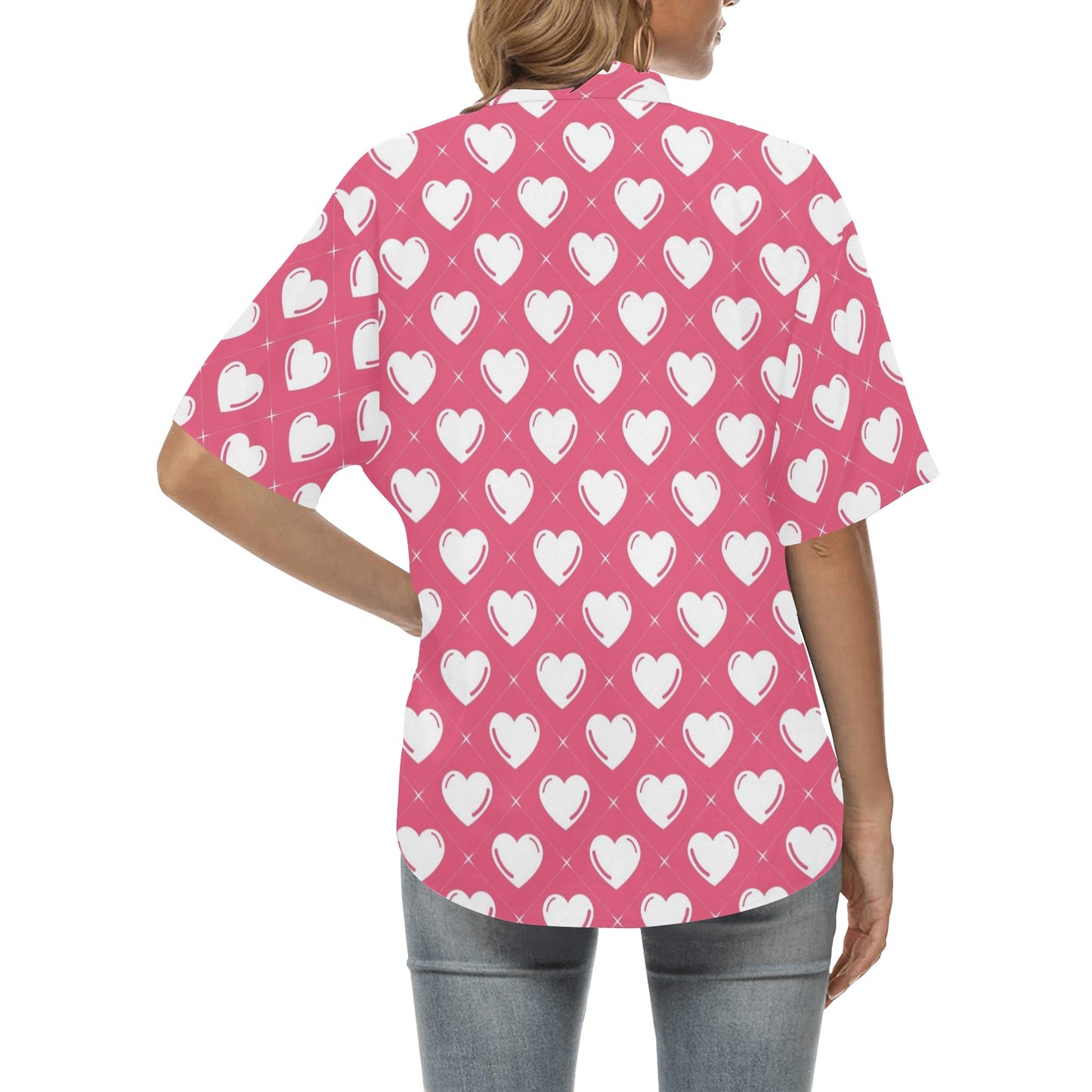 Heart Pattern Print Design HE07 Women's Hawaiian Shirt