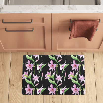 Amaryllis Pattern Print Design AL08 Kitchen Mat