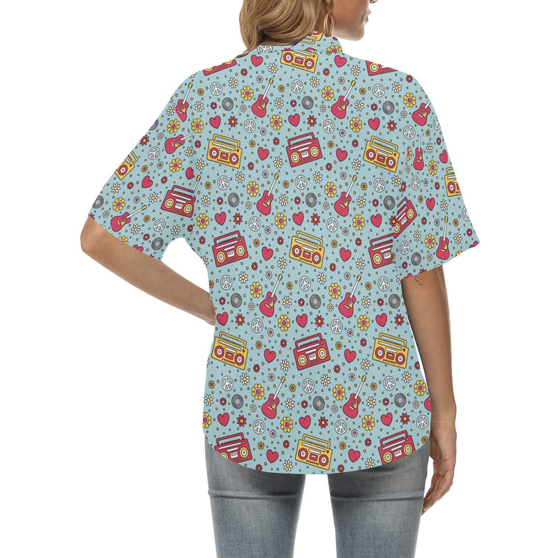 Hippie Print Design LKS307 Women's Hawaiian Shirt