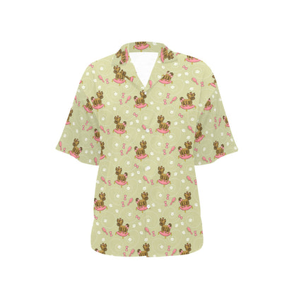 Yorkshire Cute Terriers Print Design LKS301 Women's Hawaiian Shirt
