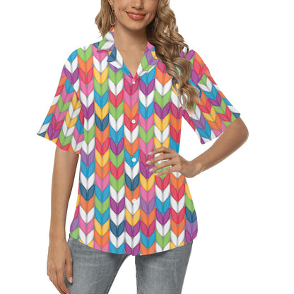 Knit Pattern Print Design 01 Women's Hawaiian Shirt