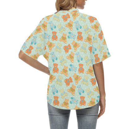 Bear Pattern Print Design 02 Women's Hawaiian Shirt