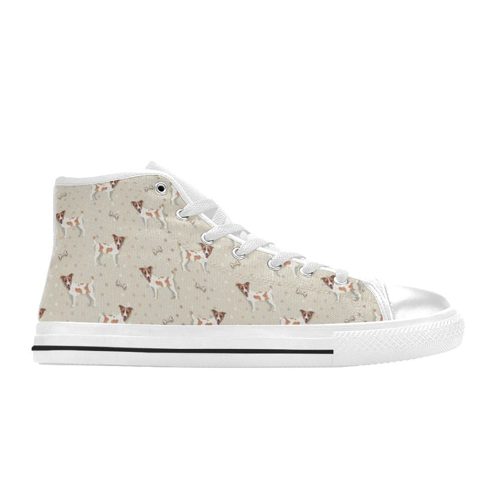 Russell Terriers With Bone Print Design LKS302 High Top Women's White Shoes