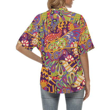 Funky Retro Pattern Print Design A04 Women's Hawaiian Shirt