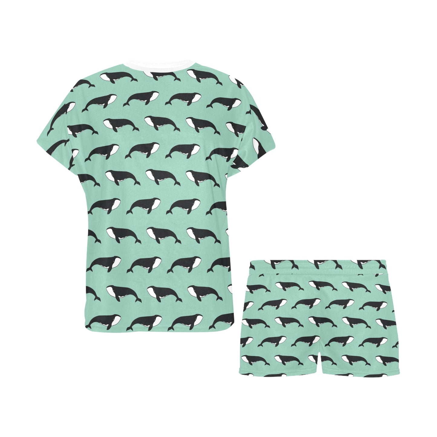 Whale Print Design LKS307 Women's Short Pajama Set