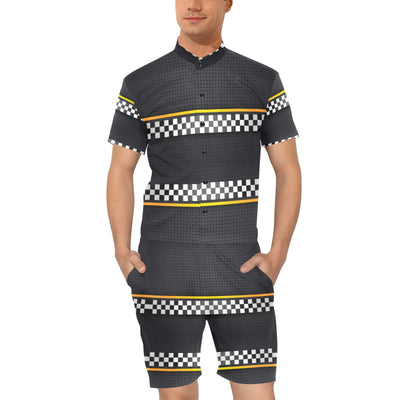 Checkered Flag Yellow Line Style Men's Romper