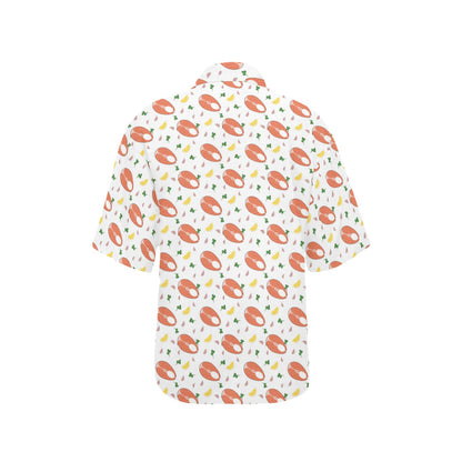 Salmon Steak Print Design LKS303 Women's Hawaiian Shirt
