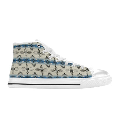 Southwest Pattern Print Design LKS304 High Top Women's White Shoes