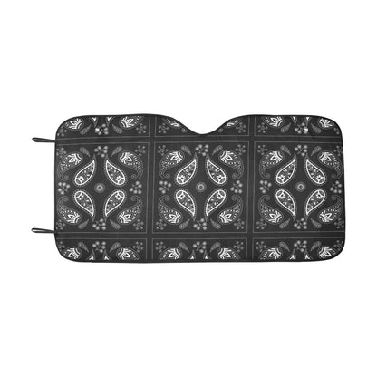 Bandana Paisley Black Print Design LKS308 Car front Windshield Sun Shade