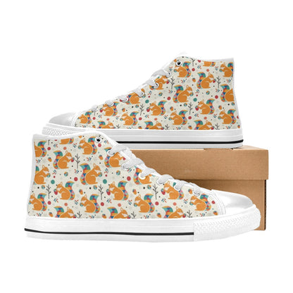 Squirrel Print Design LKS304 High Top Women's White Shoes
