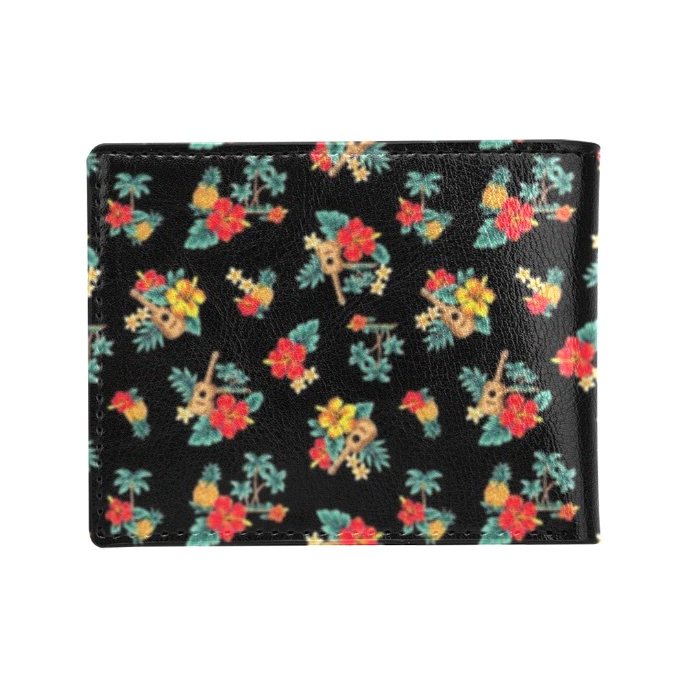 Hawaiian Flower Themed Print Men's ID Card Wallet
