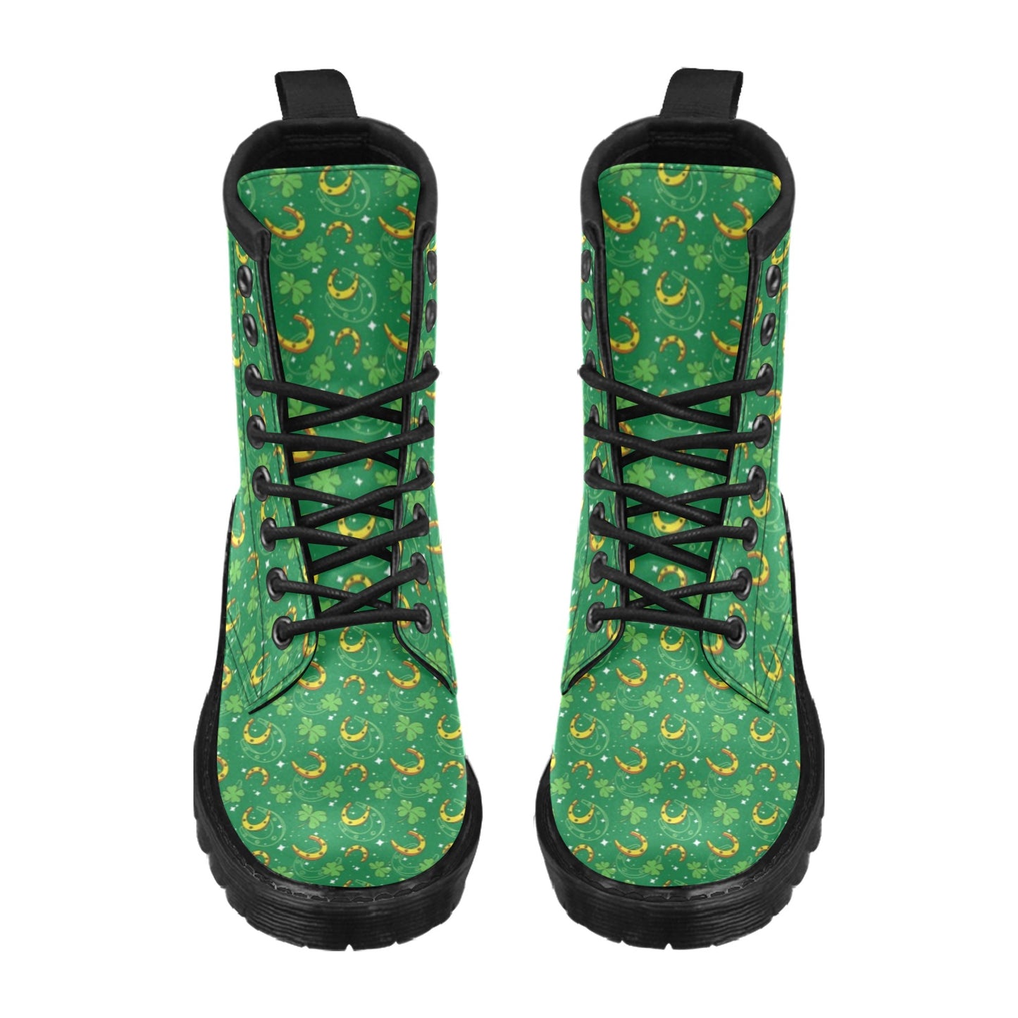 Shamrock With Horse Shoes Print Design LKS305 Women's Boots