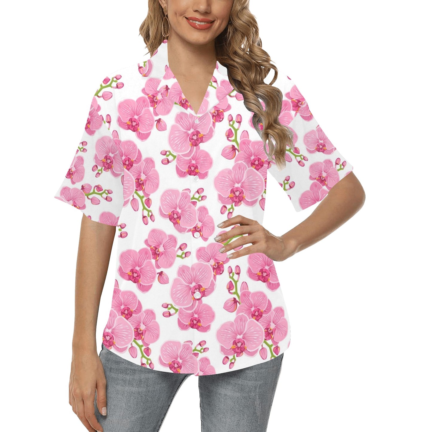 Orchid Pink Pattern Print Design OR07 Women's Hawaiian Shirt