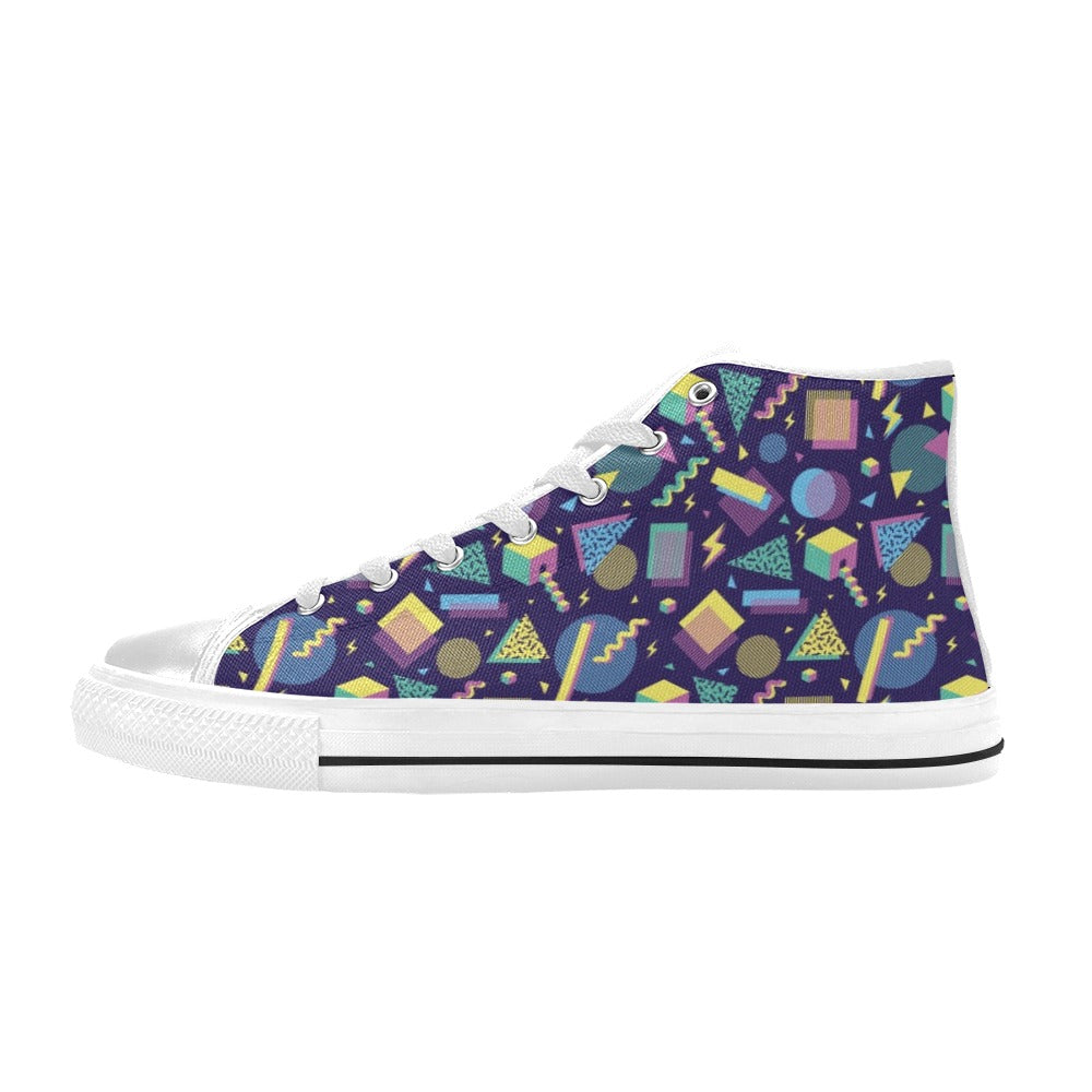 Geometric Print Design LKS401 High Top Women's White Shoes
