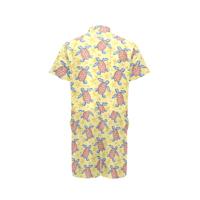 Sea Turtle Pattern Print Design T06 Men's Romper