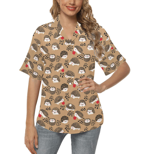 Hedgehog Print Design LKS403 Women's Hawaiian Shirt