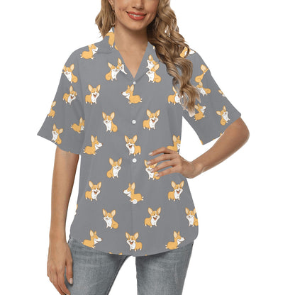 Pembroke Welsh Corgis Pattern Print Design A02 Women's Hawaiian Shirt