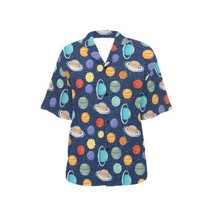 Planet With Star Print Design LKS303 Women's Hawaiian Shirt