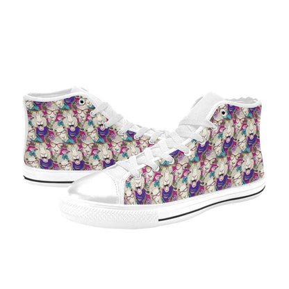 Sheep Print Design LKS403 High Top Women's White Shoes