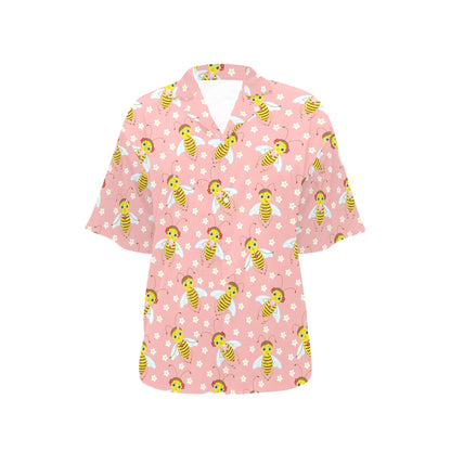 Bee Pattern Print Design BEE07 Women's Hawaiian Shirt