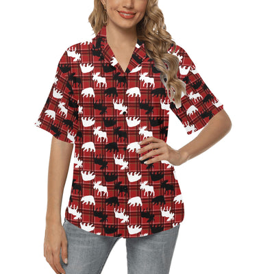 Moose Print Design LKS401 Women's Hawaiian Shirt