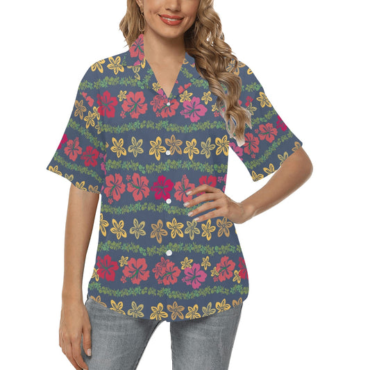 Hawaiian Themed Pattern Print Design H018 Women's Hawaiian Shirt