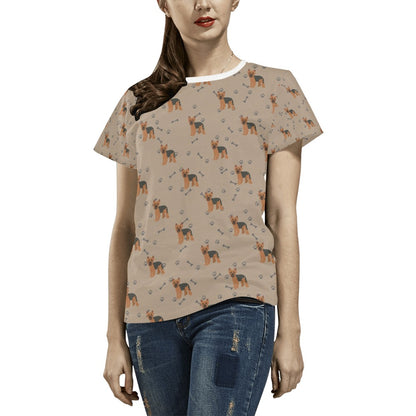 Yorkshire Terriers Print Design LKS305 Women's  T-shirt