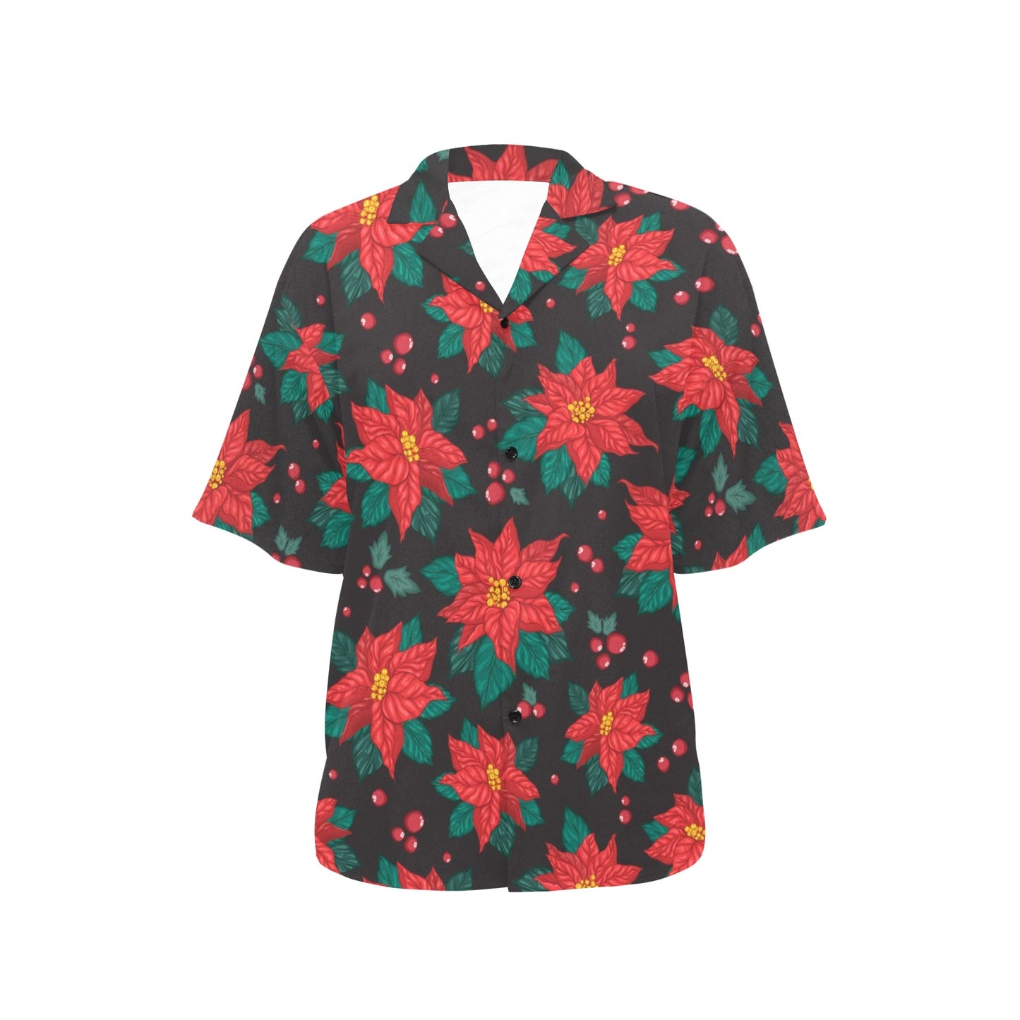 Poinsettia Pattern Print Design POT07 Women's Hawaiian Shirt