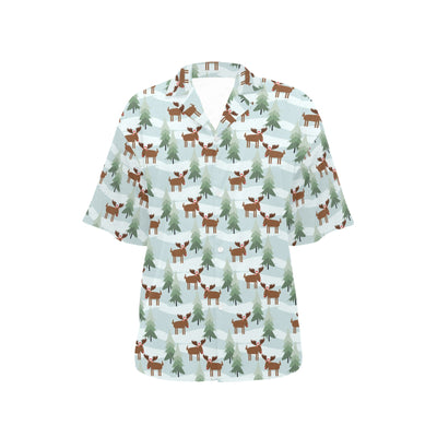 Moose Print Design LKS402 Women's Hawaiian Shirt