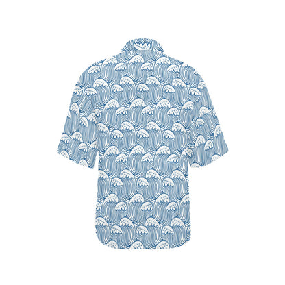 Wave Print Design LKS306 Women's Hawaiian Shirt