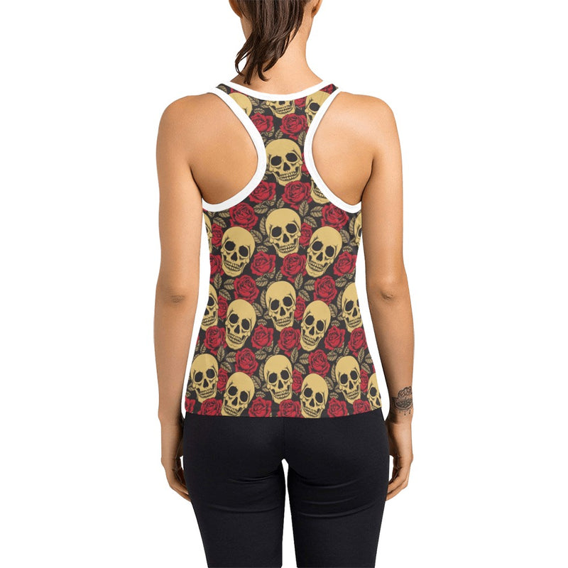 Skull And Roses Print Design LKS302 Women's Racerback Tank Top