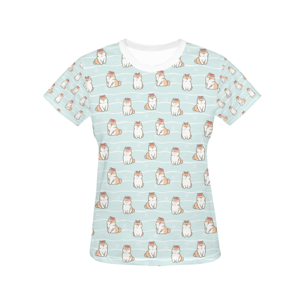 Shiba Inu Print Design LKS3011 Women's  T-shirt