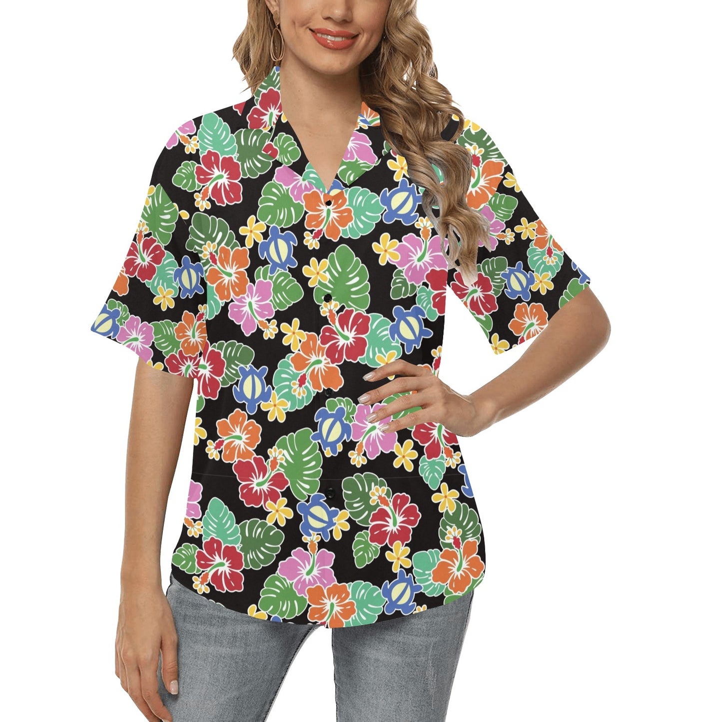 Hawaiian Themed Pattern Print Design H010 Women's Hawaiian Shirt