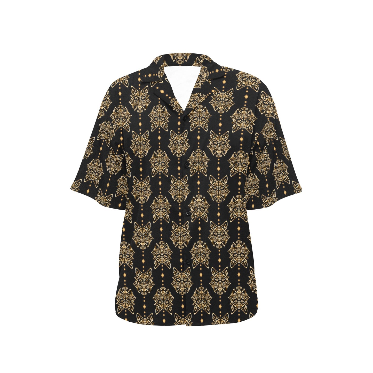 Aztec Wolf Pattern Print Design 04 Women's Hawaiian Shirt