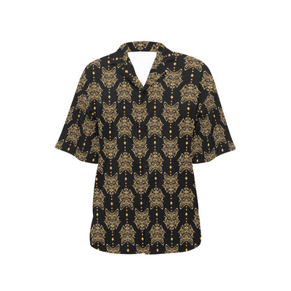 Aztec Wolf Pattern Print Design 04 Women's Hawaiian Shirt