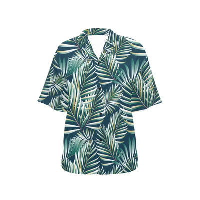 Sun Spot Tropical Palm Leaves hower Curtain Women's Hawaiian Shirt