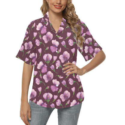 Peony Pattern Print Design PE010 Women's Hawaiian Shirt