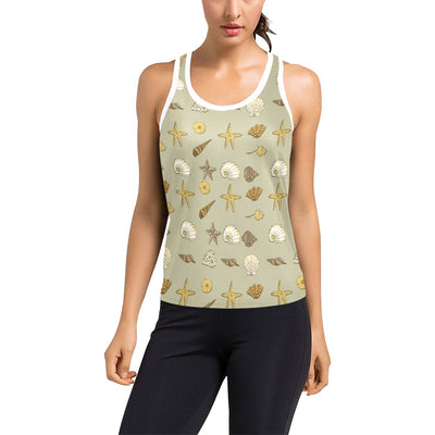 Seashell Beach Print Design LKS303 Women's Racerback Tank Top