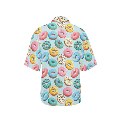 Donut Pattern Print Design DN05 Women's Hawaiian Shirt