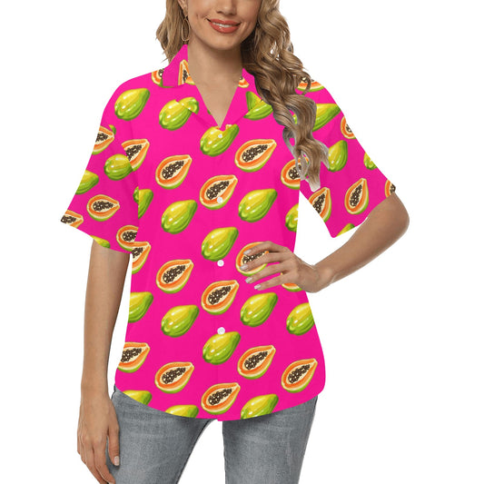 Papaya Pattern Print Design PP02 Women's Hawaiian Shirt