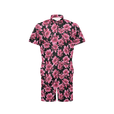 Lotus Pattern Print Design 03 Men's Romper