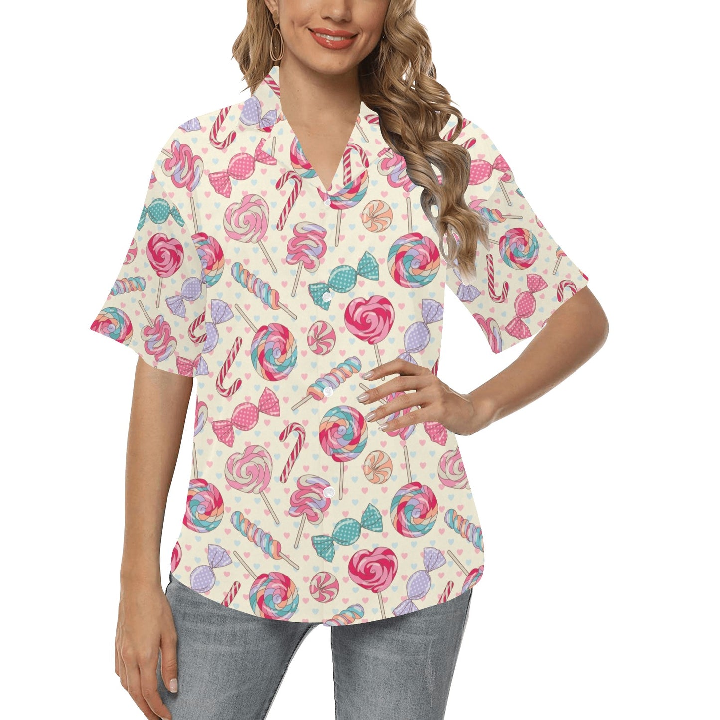 Candy Pattern Print Design CA04 Women's Hawaiian Shirt