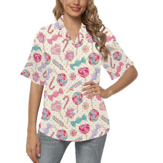 Candy Pattern Print Design CA04 Women's Hawaiian Shirt
