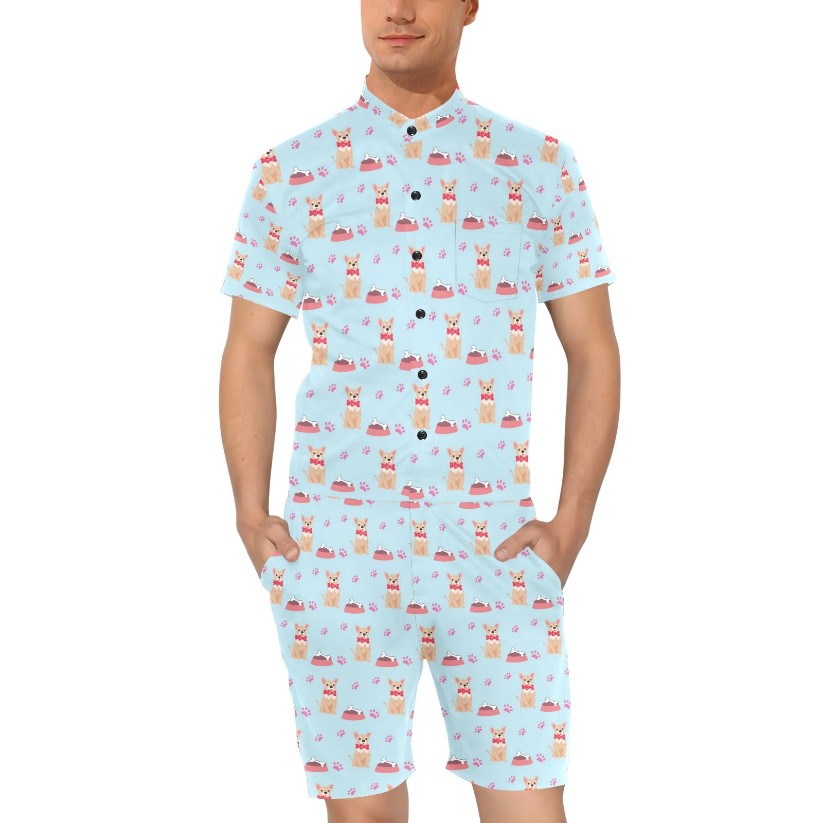 Chihuahua Pattern Print Design 05 Men's Romper