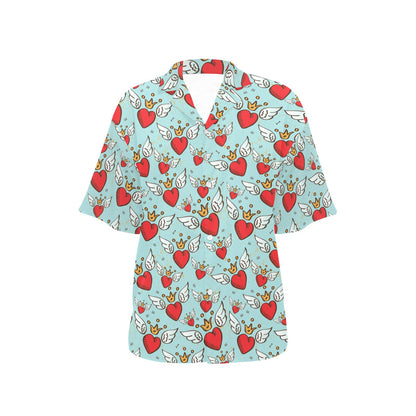 Angel Wings Heart Pattern Print Design 02 Women's Hawaiian Shirt