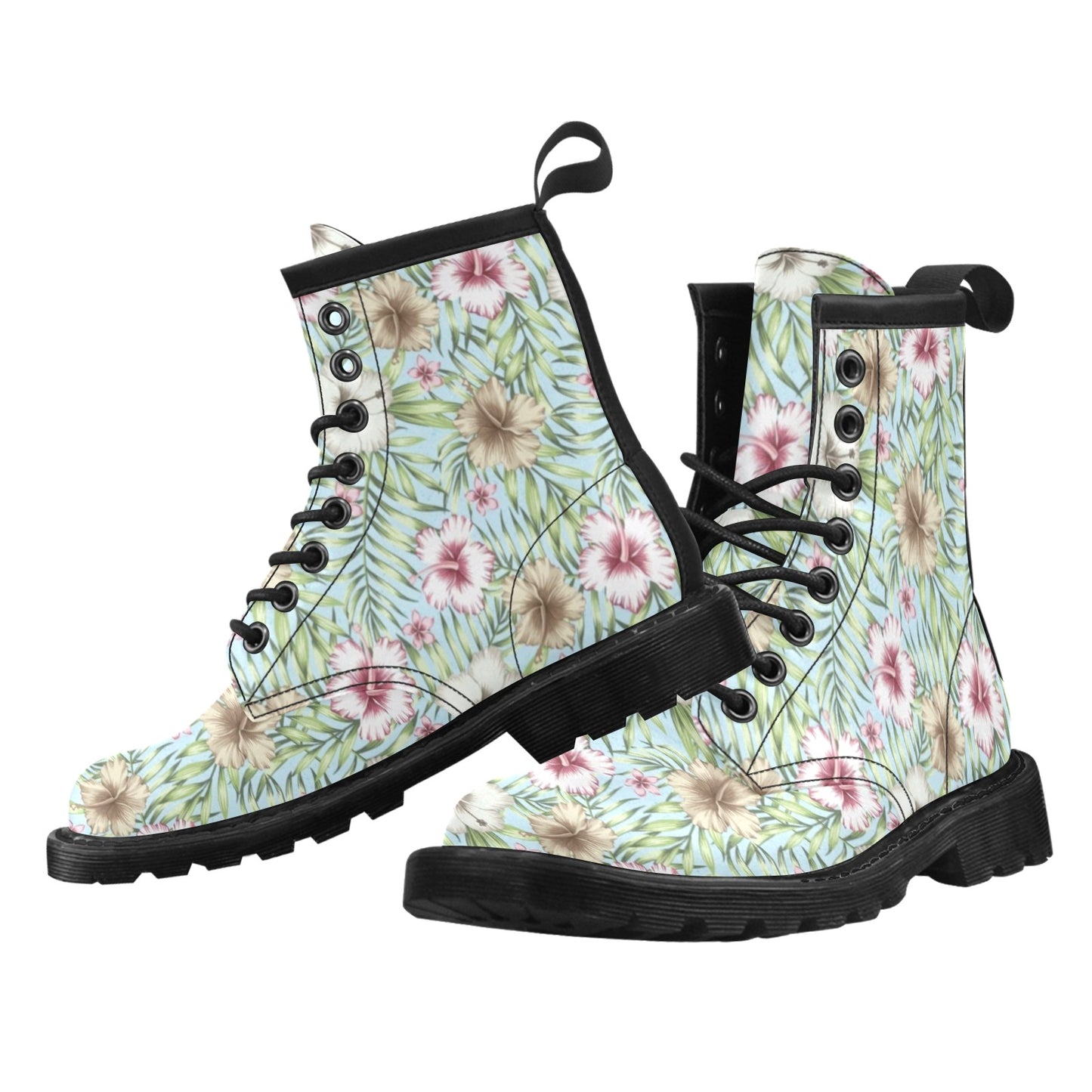 Tropical Flower Pattern Print Design TF05 Women's Boots
