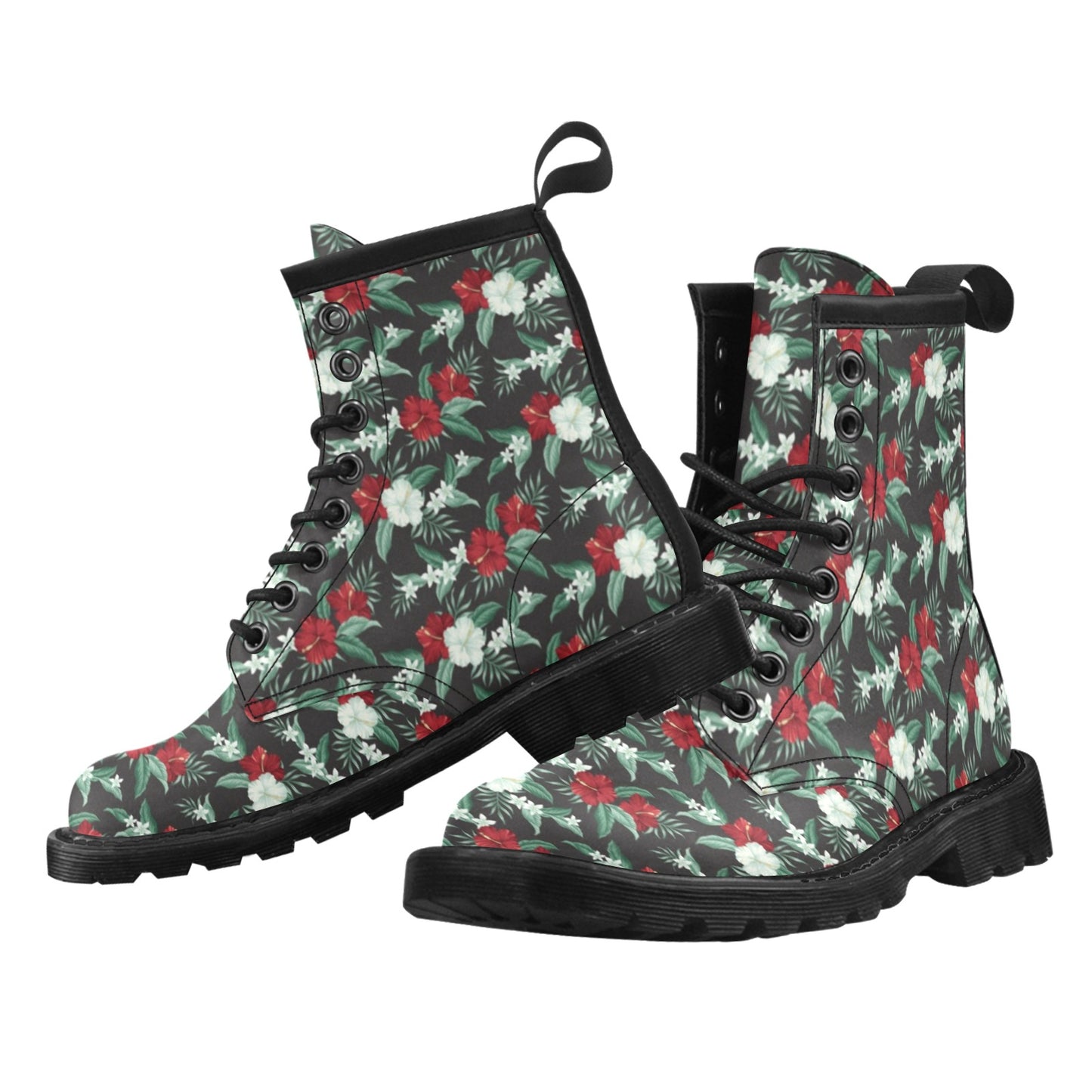 Tropical Flower Print Design LKS303 Women's Boots