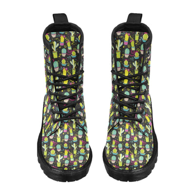 Cactus Neon Style Print Pattern Women's Boots